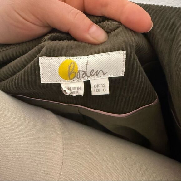 [Boden] Dark Green Cropped Corduroy Utility Jacket - Size 8 - Picture 5 of 6